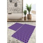Viyana Home Dijital Baskılı Kaymaz Tabanlı Yıkanabilir 2'li Set Banya Halısı Klozet Takımı Paspas VHKZ-HT-550 - Mor
