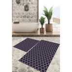 Viyana Home Dijital Baskılı Kaymaz Tabanlı Yıkanabilir 2'li Set Banya Halısı Klozet Takımı Paspas VHKZ-HT-555 - Lacivert