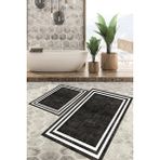 Viyana Home Dijital Baskılı Kaymaz Tabanlı Yıkanabilir 2'li Set Banya Halısı Klozet Takımı Paspas VHKZ-HT-574 - Siyah