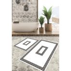 Viyana Home Dijital Baskılı Kaymaz Tabanlı Yıkanabilir 2'li Set Banya Halısı Klozet Takımı Paspas VHKZ-HT-595 - Beyaz