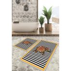 Viyana Home Dijital Baskılı Kaymaz Tabanlı Yıkanabilir 2'li Set Banya Halısı Klozet Takımı Paspas VHKZ-HT-611 - Sarı