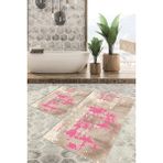 Viyana Home Dijital Baskılı Kaymaz Tabanlı Yıkanabilir 2'li Set Banya Halısı Klozet Takımı Paspas VHKZ-HT-640 - Pembe