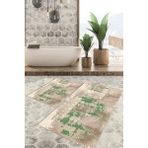 Viyana Home Dijital Baskılı Kaymaz Tabanlı Yıkanabilir 2'li Set Banya Halısı Klozet Takımı Paspas VHKZ-HT-641 - Yeşil