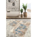 Viyana Home Dijital Baskılı Kaymaz Tabanlı Yıkanabilir 2'li Set Banya Halısı Klozet Takımı Paspas VHKZ-HT-642 - Mavi