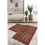 Viyana Home Dijital Baskılı Kaymaz Tabanlı Yıkanabilir 2'li Set Banya Halısı Klozet Takımı Paspas VHKZ-HT-647 - Kırmızı