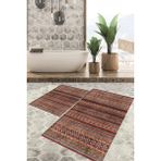 Viyana Home Dijital Baskılı Kaymaz Tabanlı Yıkanabilir 2'li Set Banya Halısı Klozet Takımı Paspas VHKZ-HT-649 - Pembe