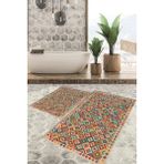 Viyana Home Dijital Baskılı Kaymaz Tabanlı Yıkanabilir 2'li Set Banya Halısı Klozet Takımı Paspas VHKZ-HT-650 - Sarı