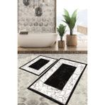 Viyana Home Dijital Baskılı Kaymaz Tabanlı Yıkanabilir 2'li Set Banya Halısı Klozet Takımı Paspas VHKZ-HT-656 - Siyah
