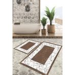 Viyana Home Dijital Baskılı Kaymaz Tabanlı Yıkanabilir 2'li Set Banya Halısı Klozet Takımı Paspas VHKZ-HT-657 - Kahverengi