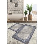 Viyana Home Dijital Baskılı Kaymaz Tabanlı Yıkanabilir 2'li Set Banya Halısı Klozet Takımı Paspas VHKZ-HT-663 - Mavi