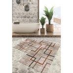 Viyana Home Dijital Baskılı Kaymaz Tabanlı Yıkanabilir 2'li Set Banya Halısı Klozet Takımı Paspas VHKZ-HT-675 - Vizon