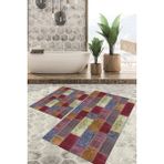 Viyana Home Dijital Baskılı Kaymaz Tabanlı Yıkanabilir 2'li Set Banya Halısı Klozet Takımı Paspas VHKZ-HT-679 - Renkli
