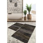 Viyana Home Dijital Baskılı Kaymaz Tabanlı Yıkanabilir 2'li Set Banya Halısı Klozet Takımı Paspas VHKZ-HT-702 - Siyah