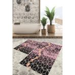 Viyana Home Dijital Baskılı Kaymaz Tabanlı Yıkanabilir 2'li Set Banya Halısı Klozet Takımı Paspas VHKZ-HT-716 - Renkli - 1078