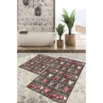 Viyana Home Dijital Baskılı Kaymaz Tabanlı Yıkanabilir 2'li Set Banya Halısı Klozet Takımı Paspas VHKZ-HT-766 - Renkli - 988
