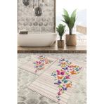 Viyana Home Dijital Baskılı Kaymaz Tabanlı Yıkanabilir 2'li Set Banya Halısı Klozet Takımı Paspas VHKZ-HT-767 - Renkli - 1063