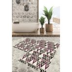 Viyana Home Dijital Baskılı Kaymaz Tabanlı Yıkanabilir 2'li Set Banya Halısı Klozet Takımı Paspas VHKZ-HT-778 - Bordo