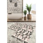 Viyana Home Dijital Baskılı Kaymaz Tabanlı Yıkanabilir 2'li Set Banya Halısı Klozet Takımı Paspas VHKZ-HT-784 - Krem