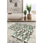 Viyana Home Dijital Baskılı Kaymaz Tabanlı Yıkanabilir 2'li Set Banya Halısı Klozet Takımı Paspas VHKZ-HT-785 - Yeşil