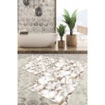 Viyana Home Dijital Baskılı Kaymaz Tabanlı Yıkanabilir 2'li Set Banya Halısı Klozet Takımı Paspas VHKZ-HT-798 - Beyaz