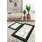 Viyana Home Dijital Baskılı Kaymaz Tabanlı Yıkanabilir 2'li Set Banya Halısı Klozet Takımı Paspas VHKZ-HT-806 - Yeşil