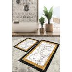 Viyana Home Dijital Baskılı Kaymaz Tabanlı Yıkanabilir 2'li Set Banya Halısı Klozet Takımı Paspas VHKZ-HT-808 - Sarı