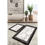 Viyana Home Dijital Baskılı Kaymaz Tabanlı Yıkanabilir 2'li Set Banya Halısı Klozet Takımı Paspas VHKZ-HT-809 - Gri