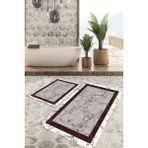 Viyana Home Dijital Baskılı Kaymaz Tabanlı Yıkanabilir 2'li Set Banya Halısı Klozet Takımı Paspas VHKZ-HT-810 - Bordo