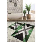 Viyana Home Dijital Baskılı Kaymaz Tabanlı Yıkanabilir 2'li Set Banya Halısı Klozet Takımı Paspas VHKZ-HT-812 - Renkli - 1077