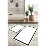 Viyana Home Dijital Baskılı Kaymaz Tabanlı Yıkanabilir 2'li Set Banya Halısı Klozet Takımı Paspas VHKZ-HT-830 - Beyaz