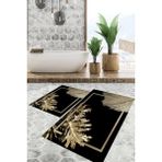 Viyana Home Dijital Baskılı Kaymaz Tabanlı Yıkanabilir 2'li Set Banya Halısı Klozet Takımı Paspas VHKZ-HT-847 - Siyah