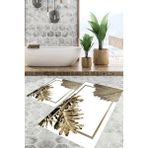 Viyana Home Dijital Baskılı Kaymaz Tabanlı Yıkanabilir 2'li Set Banya Halısı Klozet Takımı Paspas VHKZ-HT-848 - Beyaz