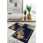 Viyana Home Dijital Baskılı Kaymaz Tabanlı Yıkanabilir 2'li Set Banya Halısı Klozet Takımı Paspas VHKZ-HT-850 - Lacivert