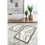 Viyana Home Dijital Baskılı Kaymaz Tabanlı Yıkanabilir 2'li Set Banya Halısı Klozet Takımı Paspas VHKZ-HT-851 - Renkli - 1089