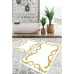 Viyana Home Dijital Baskılı Kaymaz Tabanlı Yıkanabilir 2'li Set Banya Halısı Klozet Takımı Paspas VHKZ-HT-870 - Gold