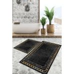 Viyana Home Dijital Baskılı Kaymaz Tabanlı Yıkanabilir 2'li Set Banya Halısı Klozet Takımı Paspas VHKZ-HT-901 - Siyah