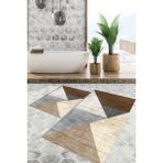Viyana Home Dijital Baskılı Kaymaz Tabanlı Yıkanabilir 2'li Set Banya Halısı Klozet Takımı Paspas VHKZ-HT-925 - Kahverengi