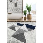 Viyana Home Dijital Baskılı Kaymaz Tabanlı Yıkanabilir 2'li Set Banya Halısı Klozet Takımı Paspas VHKZ-HT-926 - Mavi