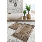 Viyana Home Dijital Baskılı Kaymaz Tabanlı Yıkanabilir 2'li Set Banya Halısı Klozet Takımı Paspas VHKZ-HT-971 - Renkli