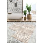 Viyana Home Dijital Baskılı Kaymaz Tabanlı Yıkanabilir 2'li Set Banya Halısı Klozet Takımı Paspas VHKZ-HT-987 - Bej