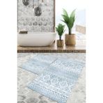 Viyana Home Dijital Baskılı Kaymaz Tabanlı Yıkanabilir 2'li Set Banya Halısı Klozet Takımı Paspas VHKZ-HT-989 - Mavi