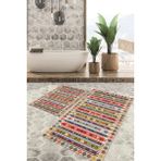 Viyana Home Dijital Baskılı Kaymaz Tabanlı Yıkanabilir 2'li Set Banya Halısı Klozet Takımı Paspas VHKZ-HY-1023 - Renkli - 1106