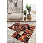 Viyana Home Dijital Baskılı Kaymaz Tabanlı Yıkanabilir 2'li Set Banya Halısı Klozet Takımı Paspas VHKZ-HY-1104 - Renkli - 1102