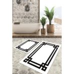 Viyana Home Dijital Baskılı Kaymaz Tabanlı Yıkanabilir 2'li Set Banya Halısı Klozet Takımı Paspas VHKZ-HY-1159 - Beyaz