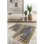 Viyana Home Dijital Baskılı Kaymaz Tabanlı Yıkanabilir 2'li Set Banya Halısı Klozet Takımı Paspas VHKZ-HY-1208 - Renkli - 1130