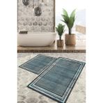 Viyana Home Dijital Baskılı Kaymaz Tabanlı Yıkanabilir 2'li Set Banya Halısı Klozet Takımı Paspas VHKZ-HY-1247 - Mavi