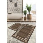 Viyana Home Dijital Baskılı Kaymaz Tabanlı Yıkanabilir 2'li Set Banya Halısı Klozet Takımı Paspas VHKZ-HY-1308 - Kahverengi