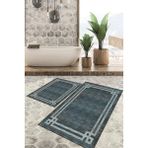 Viyana Home Dijital Baskılı Kaymaz Tabanlı Yıkanabilir 2'li Set Banya Halısı Klozet Takımı Paspas VHKZ-HY-1311 - Mavi