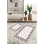 Viyana Home Dijital Baskılı Kaymaz Tabanlı Yıkanabilir 2'li Set Banya Halısı Klozet Takımı Paspas VHKZ-HY-896 - Siyah