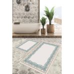Viyana Home Dijital Baskılı Kaymaz Tabanlı Yıkanabilir 2'li Set Banya Halısı Klozet Takımı Paspas VHKZ-HY-898 - Mavi
